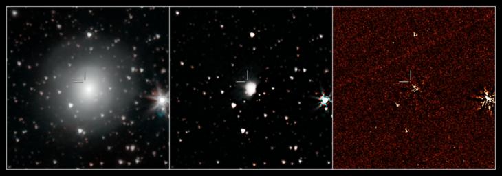 NASA's Spitzer Space Telescope has provisionally detected the faint afterglow of the explosive merger of two neutron stars in the galaxy NGC 4993.