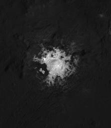 This mosaic of Cerealia Facula in Occator Crater on Ceres is based on images obtained by NASA's Dawn spacecraft. Intimate details about the relationships between bright and dark materials across the facula are revealed.