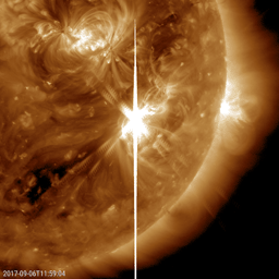 NASA's Solar Dynamics Observatory observed a large sunspot, source of a powerful solar flare (an X 9.3) and a coronal mass ejection (Sept. 6, 2017). The flare was the largest solar flare of the last decade.