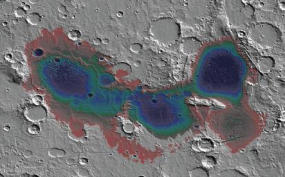 The Eridania basin of southern Mars is believed to have held a sea about 3.7 billion years ago, with seafloor deposits likely resulting from underwater hydrothermal activity.