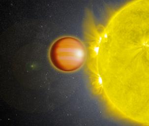 A NASA-led team of scientists determined that WASP-18b, a 'hot Jupiter' located 325 light-years from Earth, has a stratosphere that's loaded with carbon monoxide, but has no signs of water.