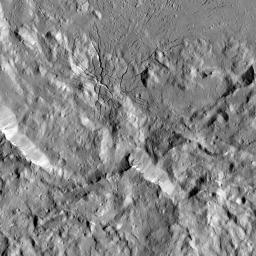 This image taken on August 17, 2016 from NASA's Dawn spacecraft shows a complex set of fractures found in the southwestern region of the floor of Occator Crater on Ceres.