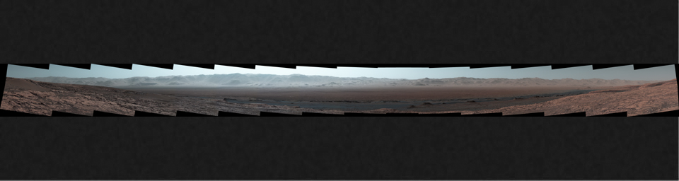 Climbing 'Vera Rubin Ridge' provided NASA's Curiosity Mars rover this sweeping vista of the interior and rim of Gale Crater, including much of the rover's route during its first five-and-a-half years on Mars.