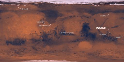 NASA's InSight lander will land on Elysium Planitia on Mars. This image shows the candidate landing spot, a flat-smooth plain just north of the equator.