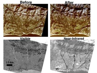 JPL investigators used optical images acquired by Planet Labs' dove satellite constellation to map the spatial extent of the Montecito mudflows that occurred on Jan. 9, 2018, east of Santa Barbara, California.