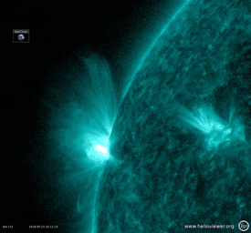 On May 23-25, 2018, NASA's Solar Dynamics Observatory observed an active region that rotated into view and sputtered with numerous small flares and towering magnetic field lines that stretched out many times the diameter of Earth.