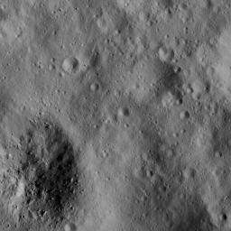 This image of a small boulder on Ceres was obtained by NASA's Dawn spacecraft on June 10, 2018 from an altitude of about 24 miles (38 kilometers).