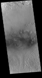 This image from NASA's Mars Odyssey shows the floor of an unnamed crater between Terra Sabaea and Utopia Planitia on Mars containing several regions of sand dunes.
