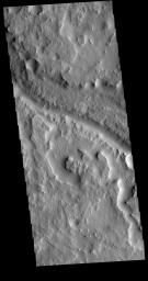 This image from NASA's Mars Odyssey shows a section of martian terrain in Indus Vallis. Indus Vallis is located in Terra Sabaea.