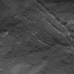 This image of fractures in Occator Crater on Ceres was obtained by NASA's Dawn spacecraft on July 3, 2018 from an altitude of about 22 miles (35 kilometers).