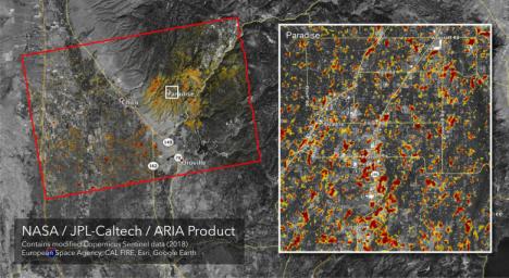 The ARIA team at NASA's Jet Propulsion Laboratory created this updated Damage Proxy Map (DPM) image depicting areas of Northern California that are likely damaged as a result of the Camp Fire.