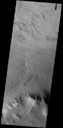 This image from NASA's Mars Odyssey shows a small portion of the floor of Galle Crater. This large crater is located on the eastern side of Argyre Planitia.