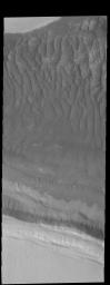 This image from NASA's Mars Odyssey shows the layered edge of the south polar cap.