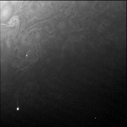 This image shows the dark side of Jupiter during Perijove 11 as captured by NASA's Juno spacecraft on Feb. 7, 2018.