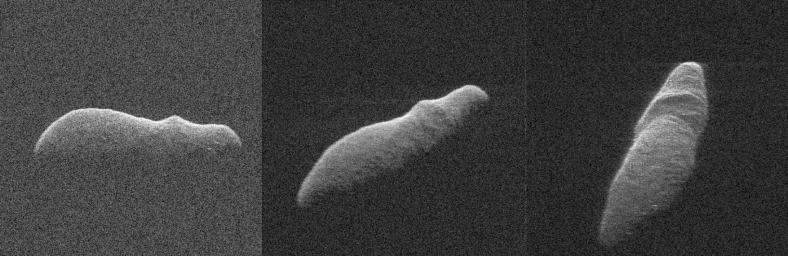 These three radar images of near-Earth asteroid 2003 SD220 were obtained on Dec. 15-17. This will be the asteroid's closest approach in more than 400 years and the closest until 2070.