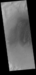 This image from NASA's Mars Odyssey shows sand dunes covering part of the floor of this unnamed crater in Noachis Terra.