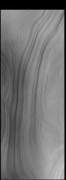 This image from NASA's Mars Odyssey shows layering in the south polar cap.