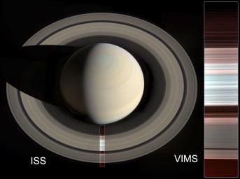 NASA's Cassini spacecraft shows false-color spectral mapping images of Saturn's A, B and C rings.