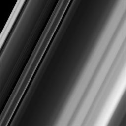 This image of Saturn's rings, taken by NASA's Cassini spacecraft, illustrates how textures in the rings can differ, even in close proximity.