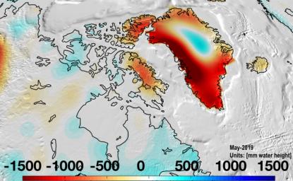 NASA's GRACE-FO shows that almost all of Greenland continued to lose mass in May 2019 as the ice sheet continues to melt.