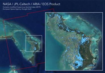 NASA's ARIA team used satellite data acquired on Sept. 2, 2019, to map flooding in the Bahamas in the wake of Hurricane Dorian.