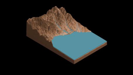 This animation demonstrates the salty ponds and streams that scientists think may have been left behind as Gale Crater dried out over time.