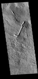 This image from NASA's Mars Odyssey shows lava flows and other volcanic features that are part of Ascraeus Mons.