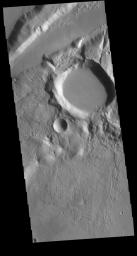 This image from NASA's Mars Odyssey shows a large crater called Gandzani Crater.