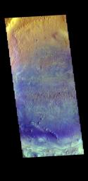 This image from NASA's Mars Odyssey shows most of the floor of an unnamed crater in southern Arabia Terra.