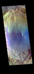 This image from NASA's Mars Odyssey shows Bombala Crater. Located in Hesperia Planum, Bombala Crater is 38 km in diameter (23 miles).