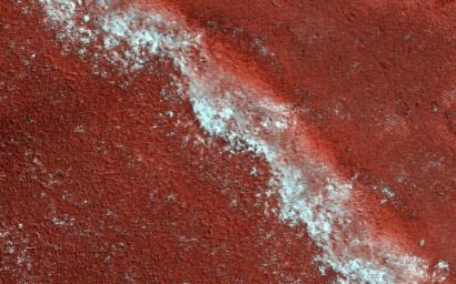 This image acquired on November 4, 2019 by NASA's Mars Reconnaissance Orbiter, shows an exposed section of the north polar layered deposits (NPLD).