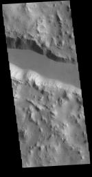 This image from NASA's Mars Odyssey shows one of the linear depressions of Cerberus Fossae.