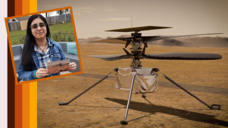 Vaneeza Rupani (inset), a junior at Tuscaloosa County High School in Northport, Alabama, came up with the name Ingenuity for NASA's Mars Helicopter.