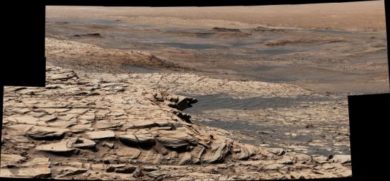 Stitched together from 28 images, NASA's Curiosity Mars rover captured this view from Greenheugh Pediment on April 9, 2020.