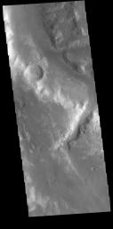 This image from NASA's Mars Odyssey shows a small section of Uzboi Vallis. This valley system arises just north of Argyre Planitia and flows northward into Holden Crater.