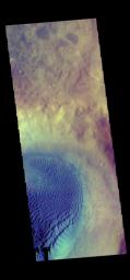 This image from NASA's Mars Odyssey shows a large dune field on the floor of an unnamed crater in Noachis Terra.