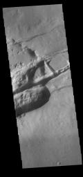 This image from NASA's Mars Odyssey shows linear depressions that are part of Sirenum Fossae.