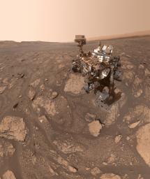 NASA's Curiosity Mars rover took this selfie at a location nicknamed Mary Anning after a 19th century English paleontologist. Curiosity snagged three samples of drilled rock at this site on its way out of the Glen Torridon region.