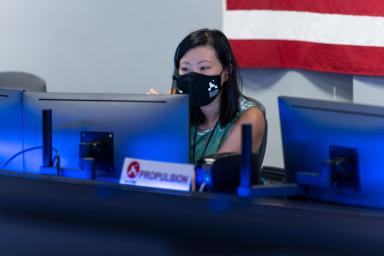 Propulsion Lead Rebekah Lam participates in Perseverance's second trajectory correction maneuver at NASA's Jet Propulsion Laboratory in Southern California.