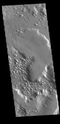 This image from NASA's Mars Odyssey shows where the northwestern end of Gordii Dorsum meets Amazonis Planitia.