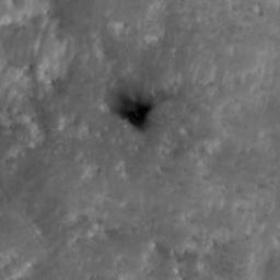 The HiRISE camera aboard NASA's Mars Reconnaissance Orbiter was able to capture this image of the final location of the heat shield that helped protect NASA's Perseverance rover during its landing on the surface of Mars.