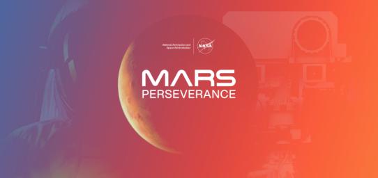 An illustration of the planet Mars, highlighting NASA's Mars Perseverance rover and future human explorers.