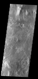 This image from NASA's Mars Odyssey shows the delta deposit on the floor of Eberswalde Crater.