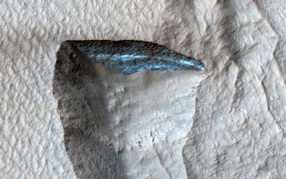 This image acquired on October 7, 2020 by NASA's Mars Reconnaissance Orbiter, shows a deposit draping the surface like a blanket.
