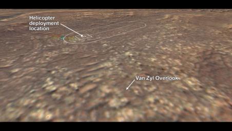 The location where NASA's Perseverance rover will observe Ingenuity's attempt at powered controlled flight at Mars is called Van Zyl Overlook.