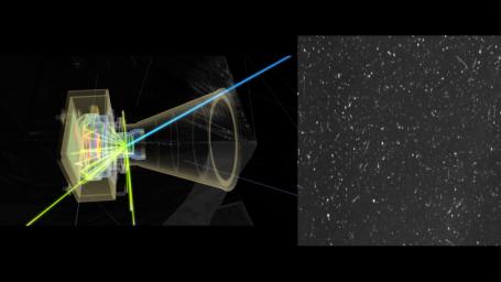 This animation gives an X-ray view of the Juno spacecraft's Stellar Reference Unit (SRU) star camera as it is bombarded by high-energy particles in Jupiter's inner radiation belts.