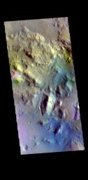This image from NASA's Mars Odyssey shows part of the floor of an unnamed crater located in Arabia Terra, near the boundary with Acidalia Planitia.