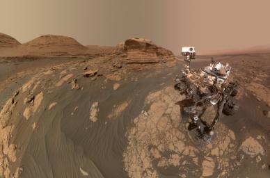 The panorama is made up of 60 images from the MAHLI camera on the rover's robotic arm along with 11 images from the Mastcam on the mast of the rover.