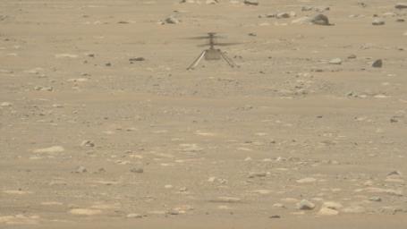 NASA's Ingenuity Mars Helicopter takes off and lands in this video captured on April 19, 2021, by Mastcam-Z, an imager aboard NASA's Perseverance Mars rover. This video features only the moments of takeoff and the landing.