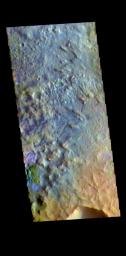 This image from NASA's Mars Odyssey shows part of the floor of Baldet Crater. Baldet Crater is located in Terra Sabaea and is 181km (112 miles) in diameter.